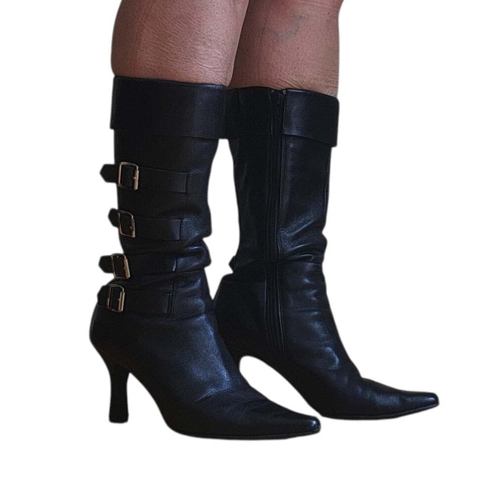 Fashionable Leather Boots with Buckles